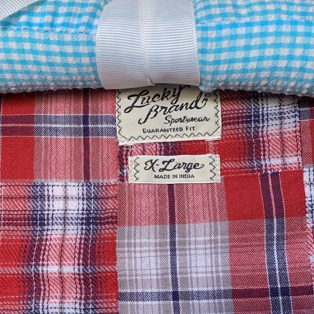Lucky Brand Red Plaid Flannel Women's Shirt Size XL